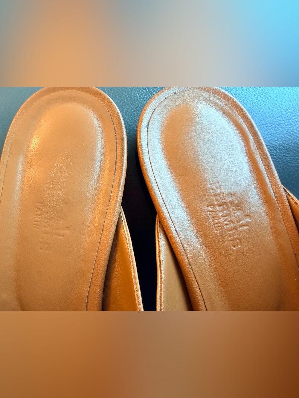 Hermes Oz Mule slides Natural brown  Leather  Loafers Size 40 - Picture 9 of 16